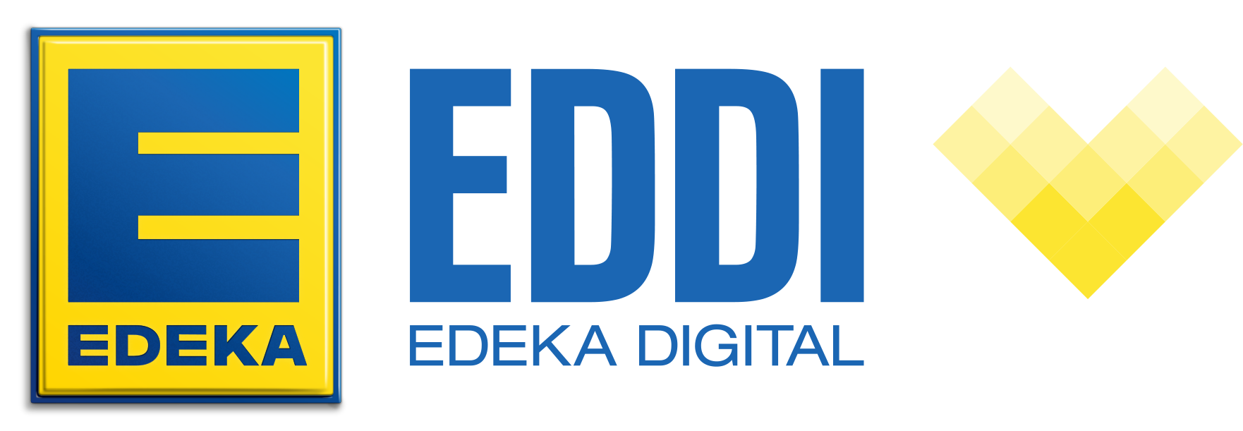 Die drei Edeka Logos mit EDDI und Herz.