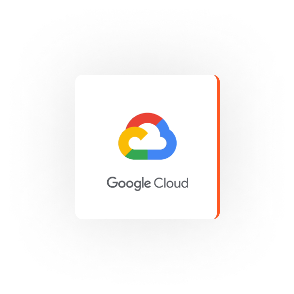 Google Cloud Logo auf einem weißen Quadrat